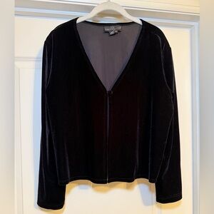 Carole Little Black Velvet V-Neck Shawl/Cover-Up Women’s Size 14